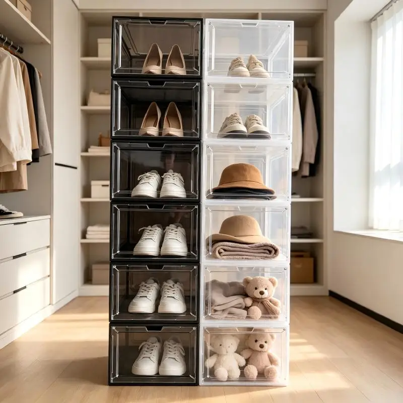 Stackable Transparent Shoe Storage Box Set