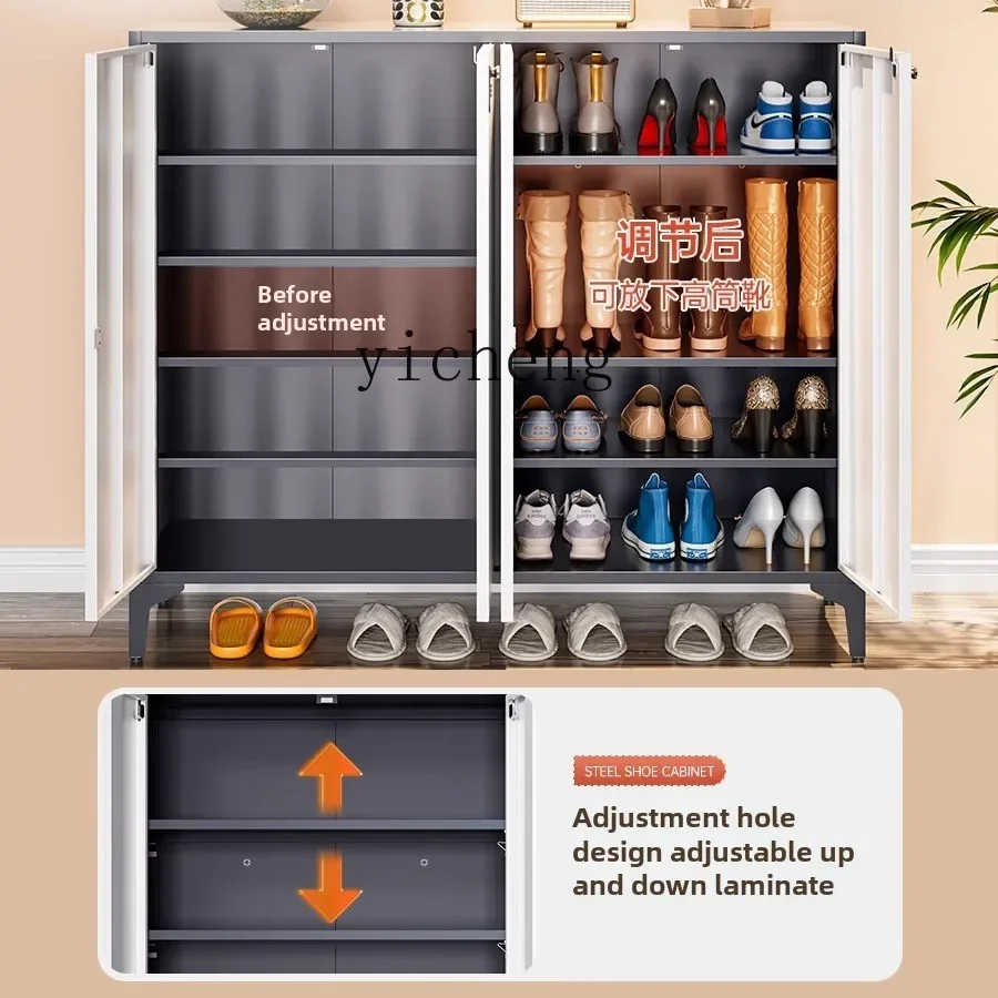 ZWS. Steel Shoe Cabinet Household Large Capacity Lock Storage Shoe Rack New Locker