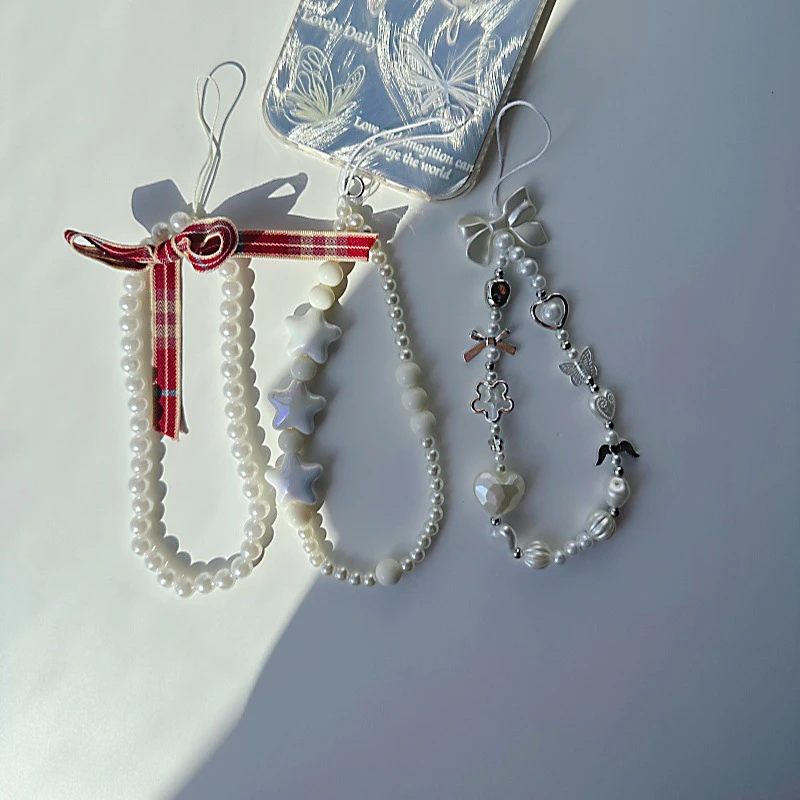 Cute Fashion Star Heart Bow Beaded Phone Chain Universal Mobile Phone Anti Loss Lanyard Creative Mobile Phone Chain Gifts