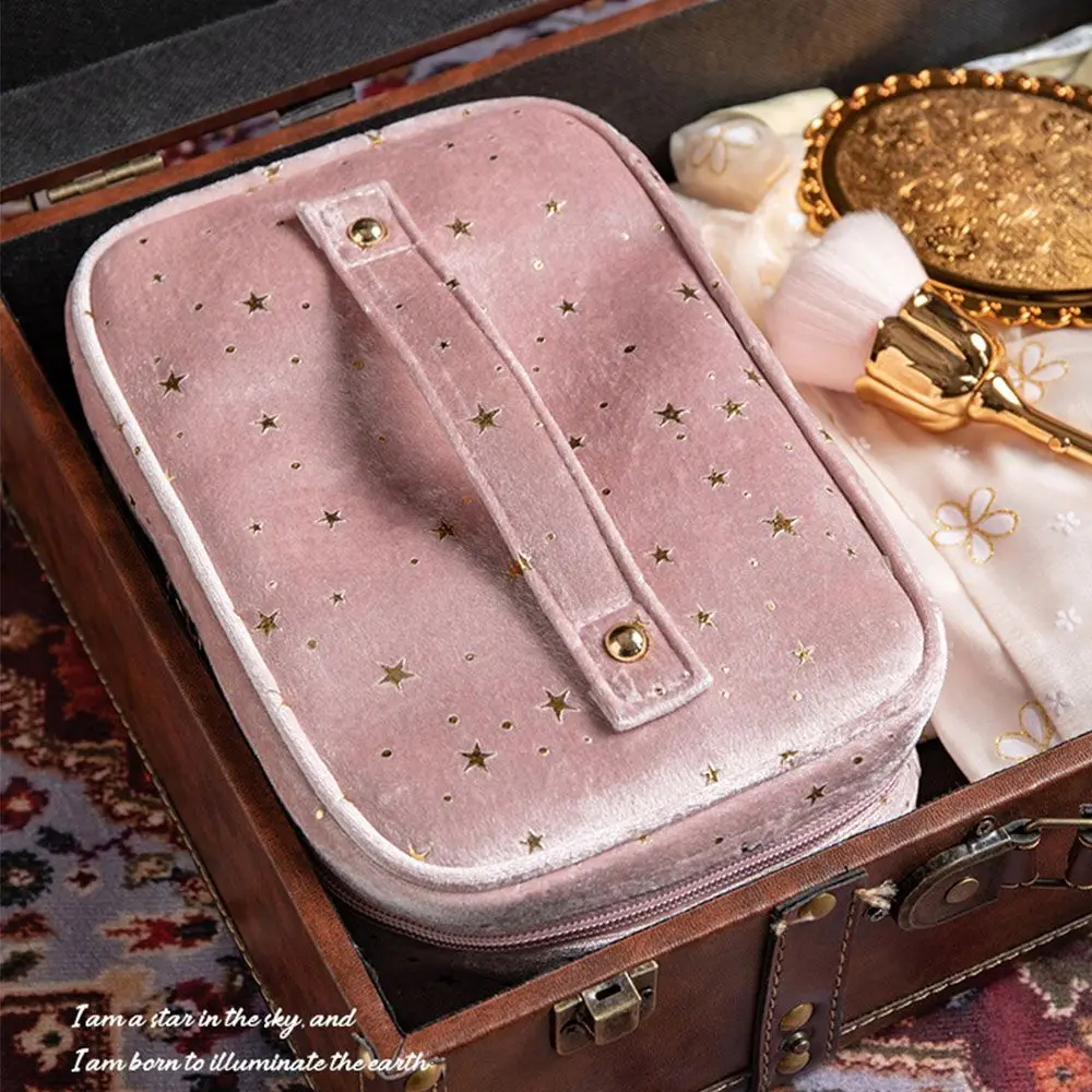 Star Large Capacity Wash Handbags Multifunctional Storage Bags Velvet Cosmetic Bag Makeup Bag Toiletry Case Lipstick Bags