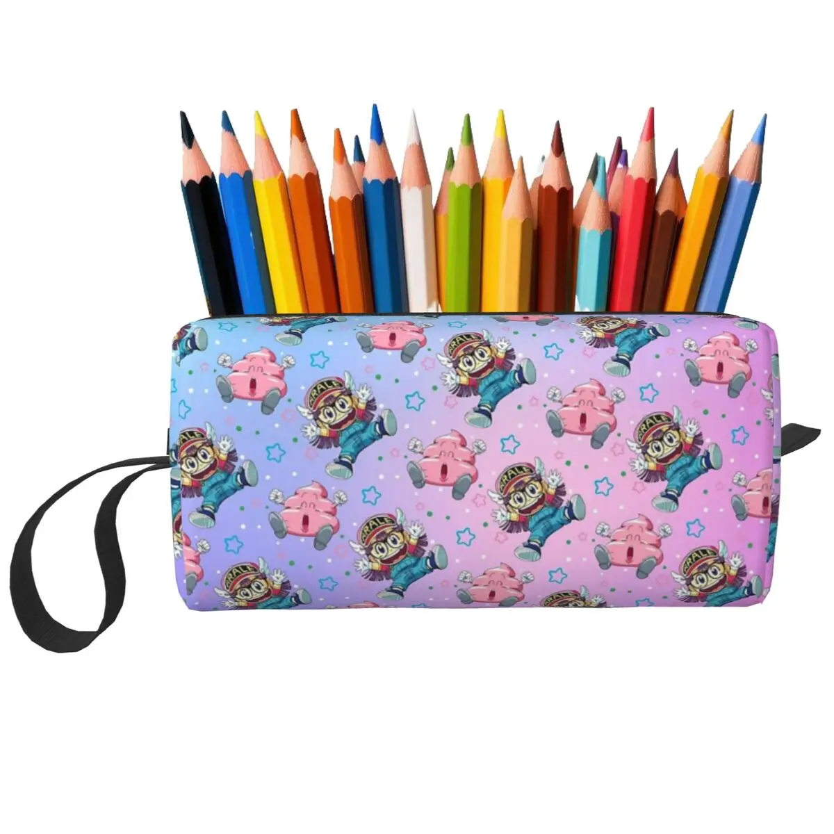 Arale And Poop Dr Slump Astuccio per matite per ragazzo e ragazza Astuccio per matite Forniture di cancelleria Borsa per cosmetici da viaggio per donna