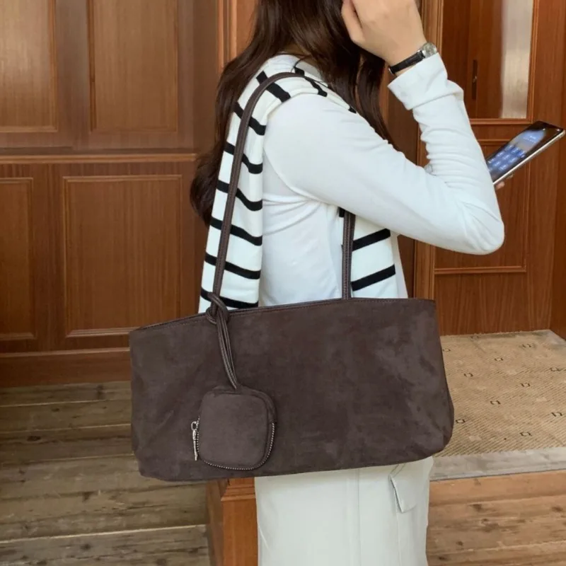 Solid Color Nylon Tote Bag Korean Retro Contrasting Large Capacity Multi-layer Underarm Bag Women's Fashionable Commuter Handbag