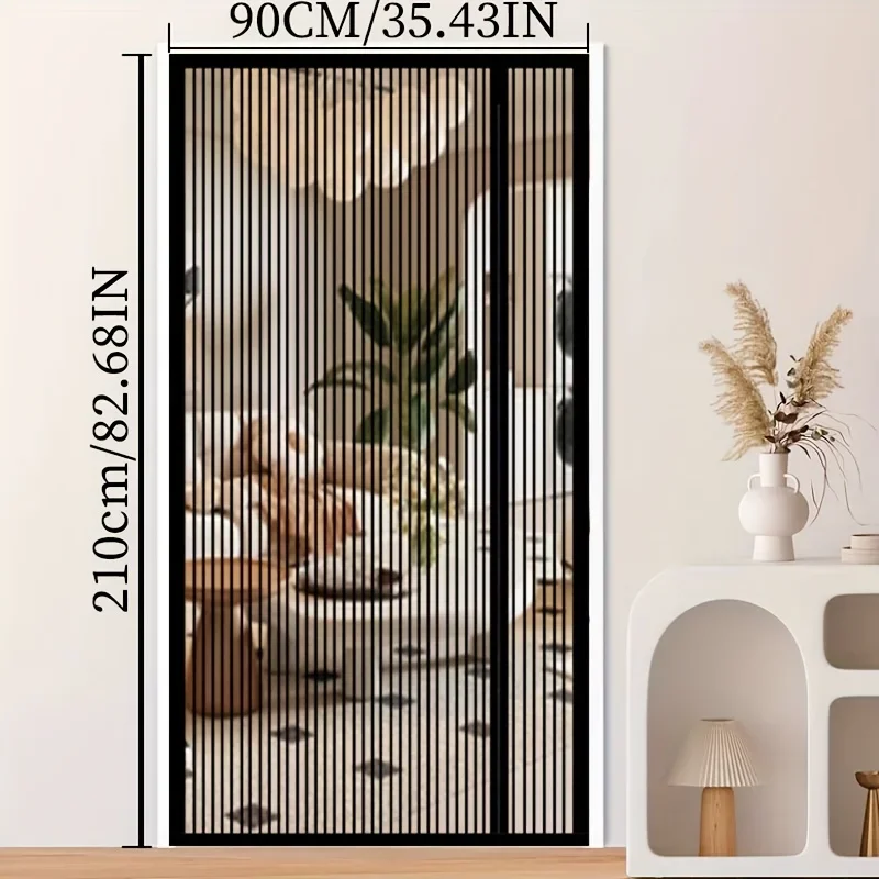 

Summer Magnetic Door Curtain Side Open Hooks Reversible Polyester Washable Pet Friendly Living Room Bedroom Kitchen Balcony