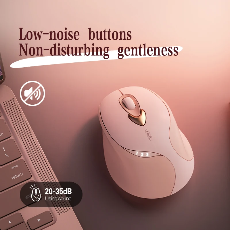 INPHIC M8P Wireless Mouse Charging Girls Office Lightweight Portable Ergonomic 2.4G Wireless Power Display Milk Tea Color