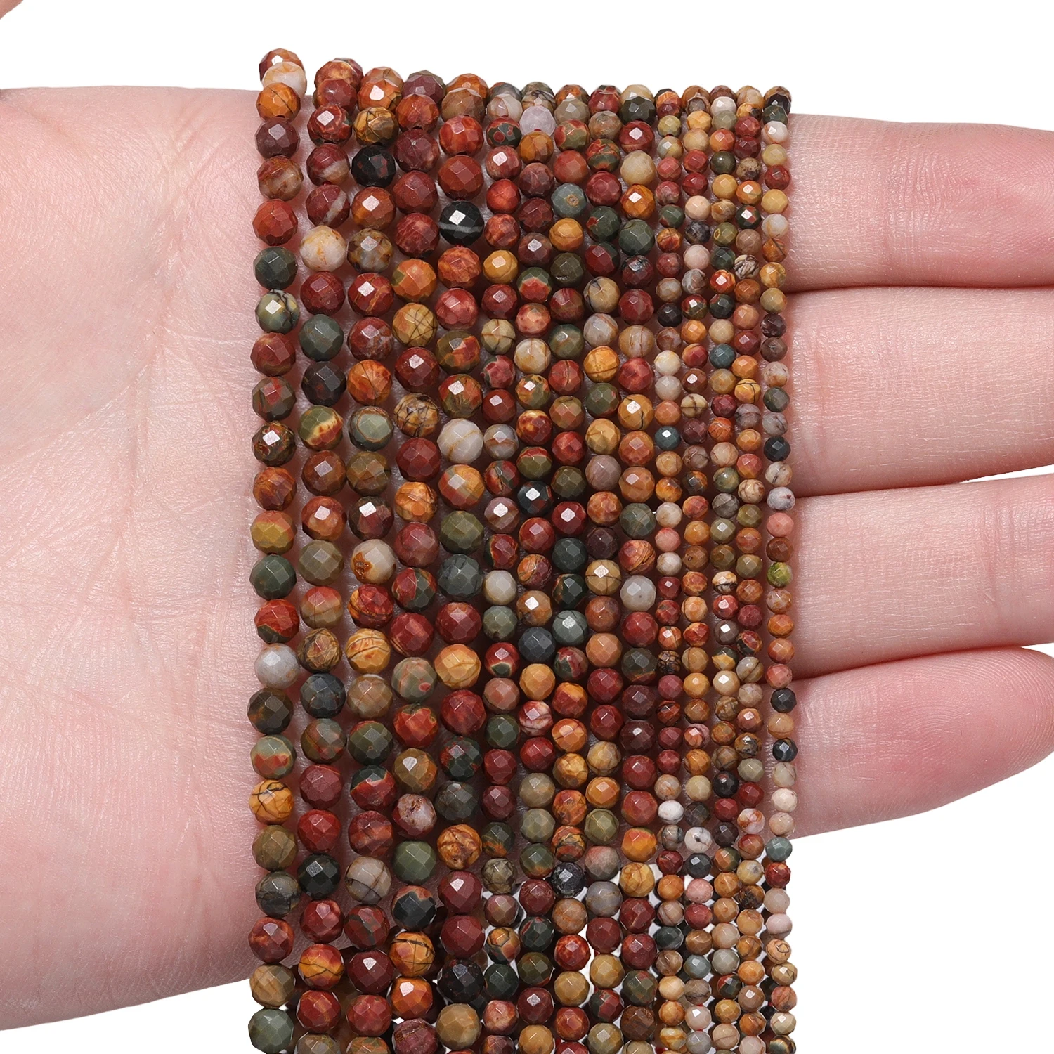 New 2 3 4mm Faceted Tiny Beads Natural Red Picasso Jasper Stone for Jewelry Making Diy Bracelet Necklace Accessories