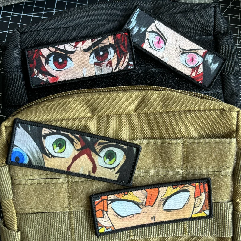 Dämonentöter Charakter Augen Moral Abzeichen Anime Kamado Tanjirou Nezuko Patch Klettendruck Taktischer Rucksackaufkleber