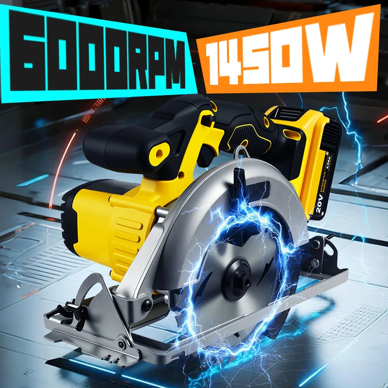 

6.5 Inch Mini Electric Circular Saw Right-Hand Saw Wood Cutter Portable Woodworking Chainsaw for Dewalt 20v Battery Pin