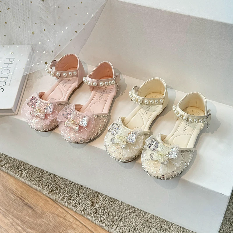 

Fashion Children's Sandals 2024 Spring Summer Shining Butterfly Sweet Girl Princess Shoes Dance Performance Kids Sandals