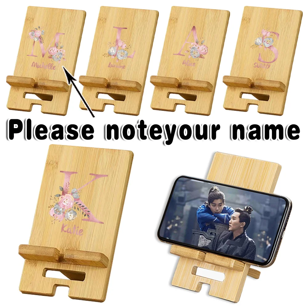 

Customized Name Wooden Universal Phone Holder Detachable Desk Stand Portable Smartphone Stand with Charging Slot for Travel Use