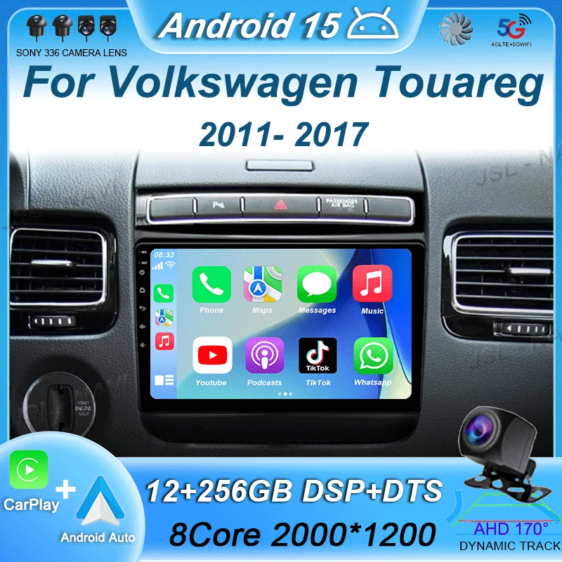 

Carplay Auto WIFI+4G Car Radio Android 15 For Volkswagen Touareg 2011-2017 Multimedia Video Player Navigation GPS Stereo 2din BT
