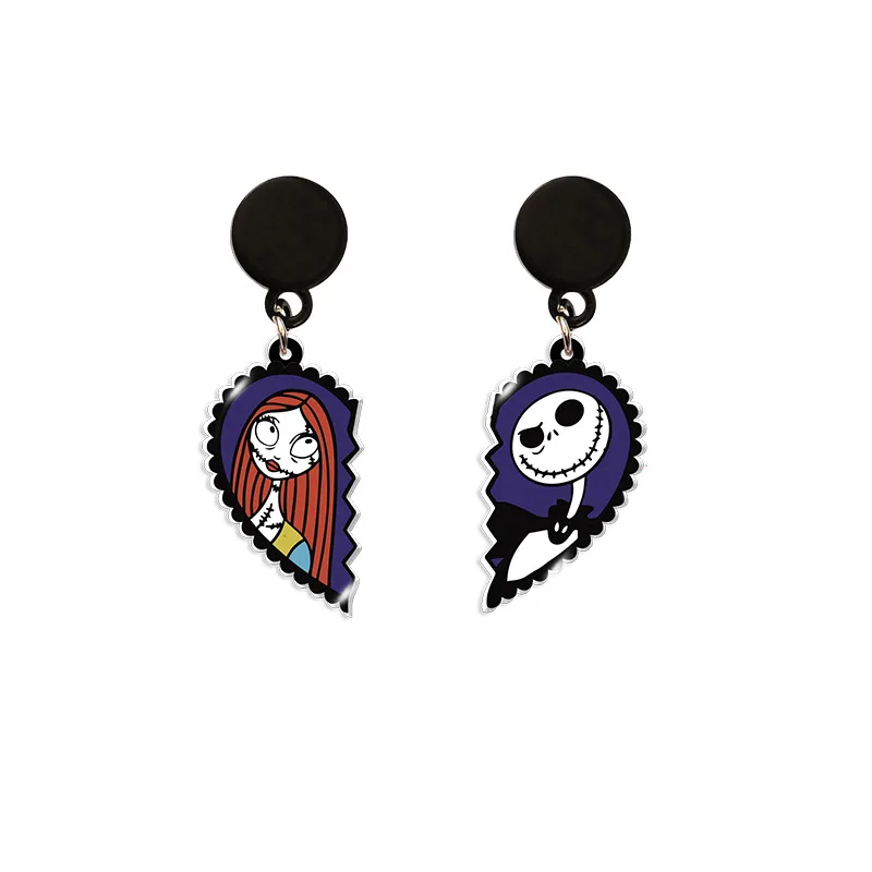 Disney Movie The Nightmare Before Christmas Series Jack Skellington Skull Personalized Printed Earrings Jewelry Accessories Gift