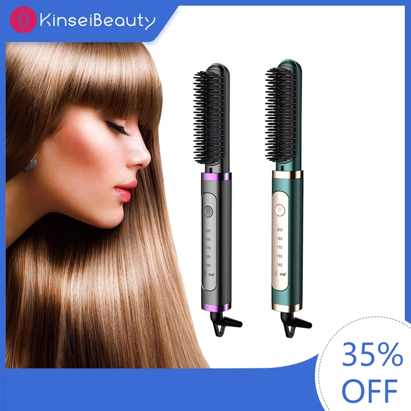 Portable Electric Ionic Hair Straightener Hairbrush Ion Comb Hair Scalp Massager Brush Hair Straightener Anti-static Styling