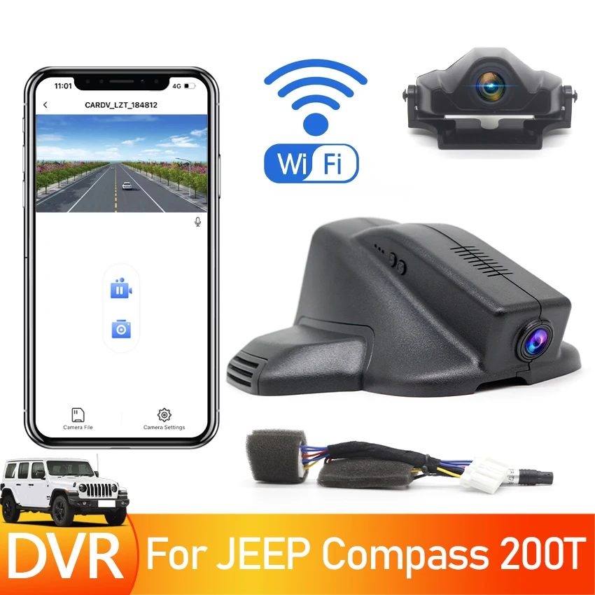 

Easy Installation Car DVR Wifi Video Recorder Dash Cam Camera High Quality UHD Night Vision For JEEP Compass 200T 2020 2021 2022