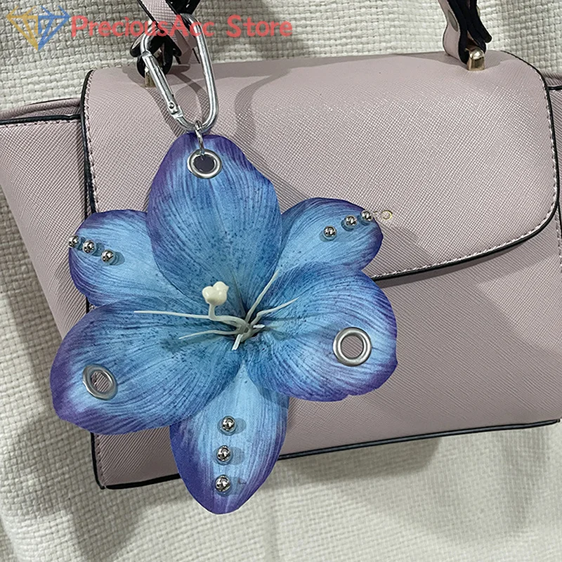Creative Simulation Flower Bag Pendant Exquisite Phalaenopsis Orchid Lily Keychain Fashion Backpack Decoration Accessories Gifts