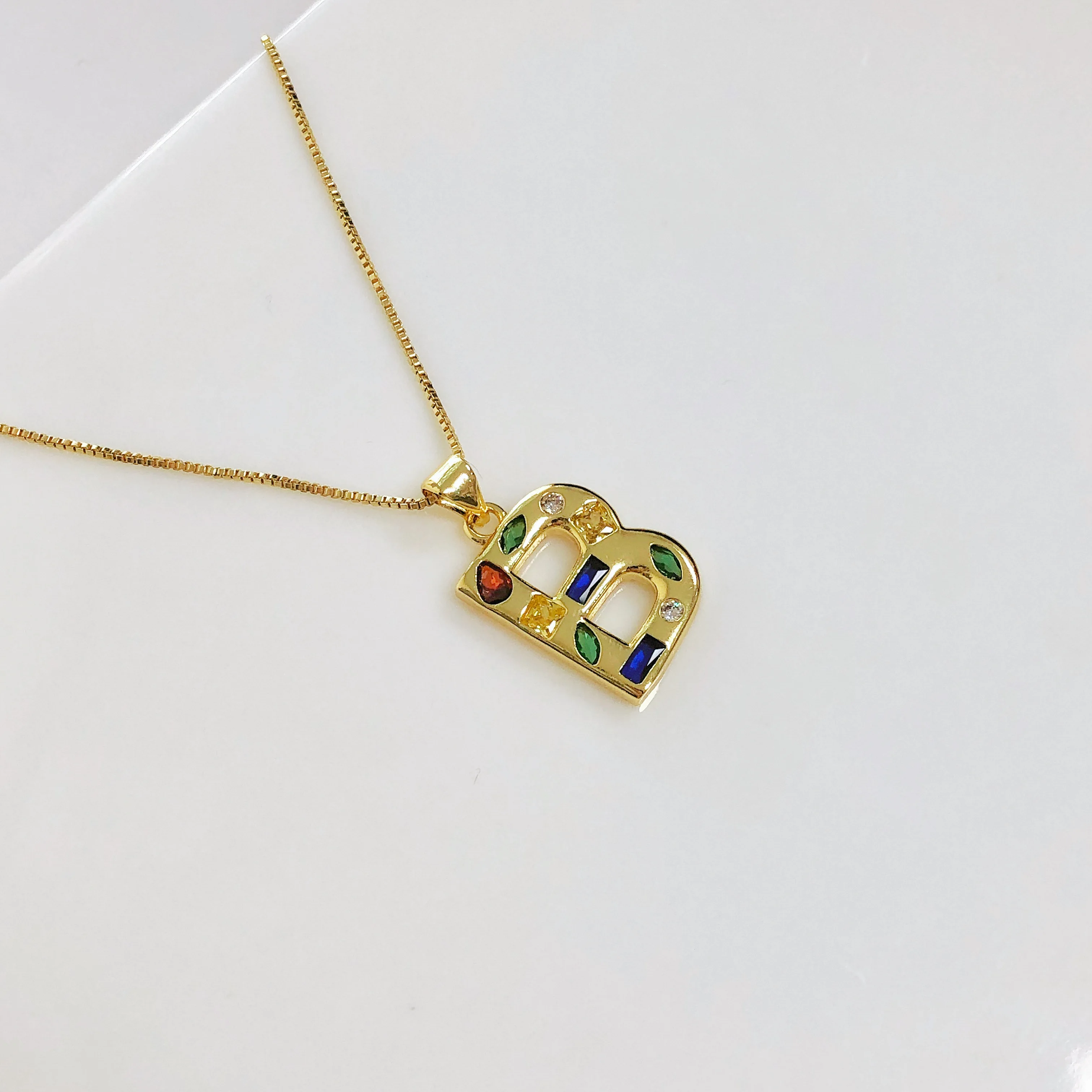 عالية الجودة الفولاذ المقاوم للصدأ الملونة زركونيا 26 الأولي A-Z رسالة قلادة مجوهرات للنساء حفلة عيد ميلاد اسم مجوهرات هدية #4