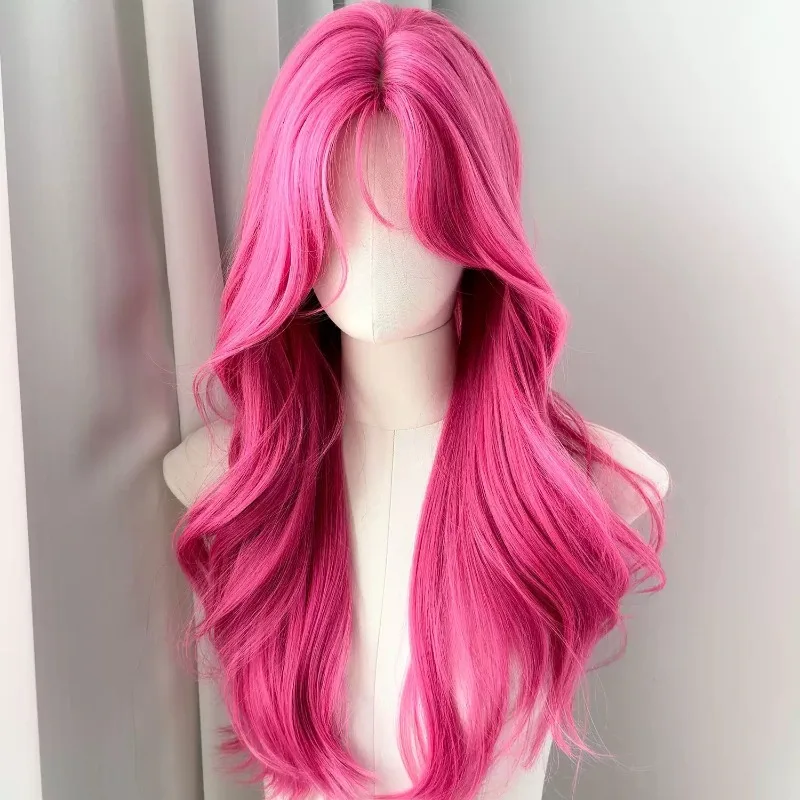 rose-pink-long-wavy-wig-for-women-y2k-millennial-style-full-head-synthetic-hair-wig-with-curtain-bangs-for-halloween-cosplay