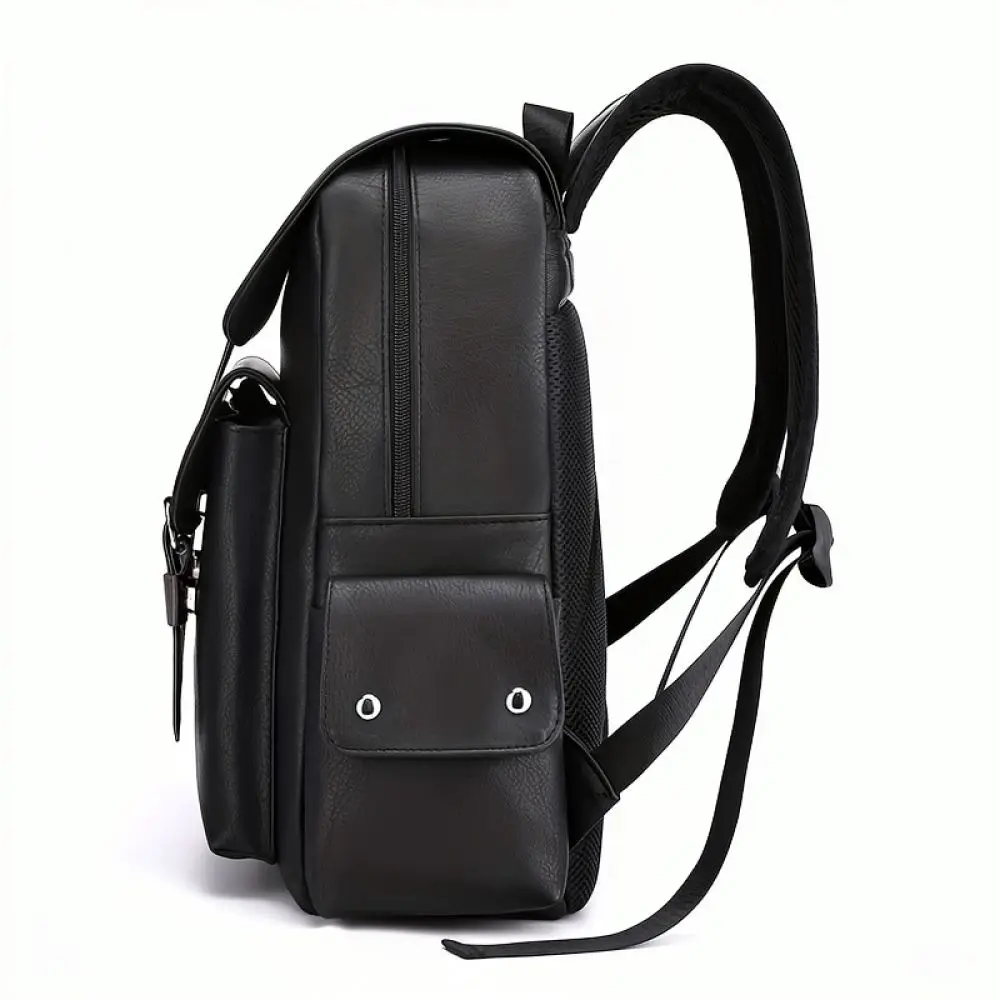 Classic Vintage PU Backpack Laptop Bag Men Women School Rucksack Large Capacity Business Travel Commuter Soft Durable Daypack