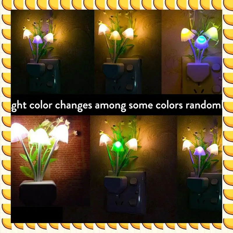 BAAU 2 pièces champignon LED veilleuse applique avec feuille de mauvaises herbes économie d'énergie chambre lampe prise américaine