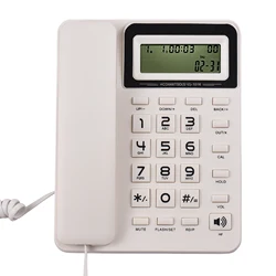 Desktop Corded Landline Phone Fixed Telephone with LCD Display Mute/ Pause/ Hold/ Flash/ Redial/ Hands Free/ Calculator