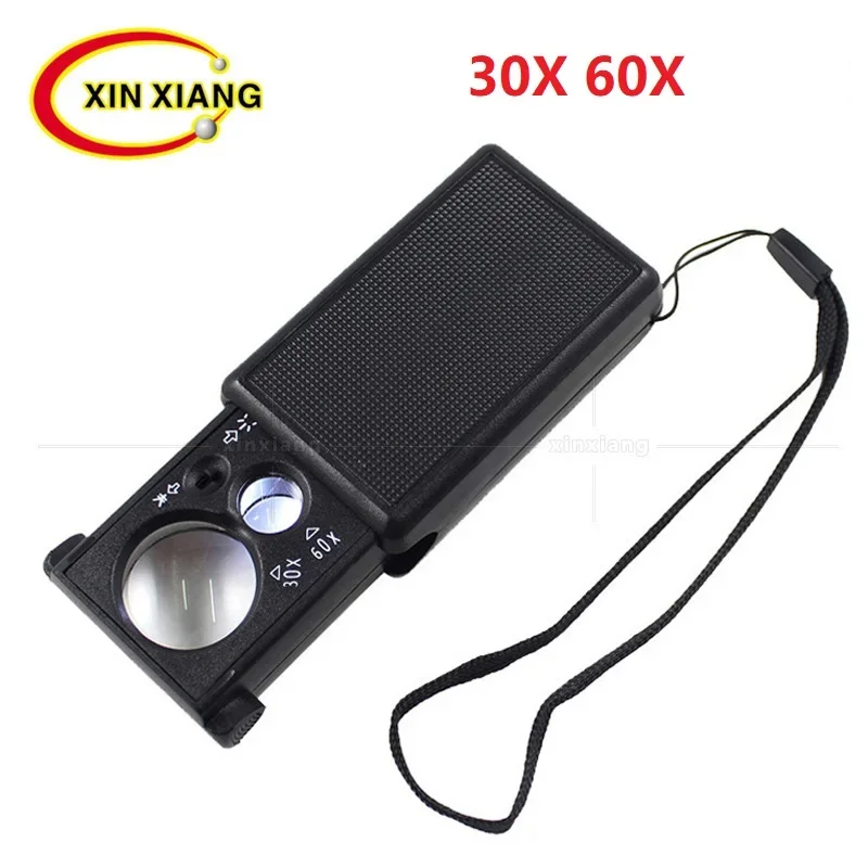 

Handheld Magnifier for Stamps Jewelry Loupe 30X Illuminated Handheld Magnifier Led Jewelers Loupe 60x Pocket Magnifying Glass