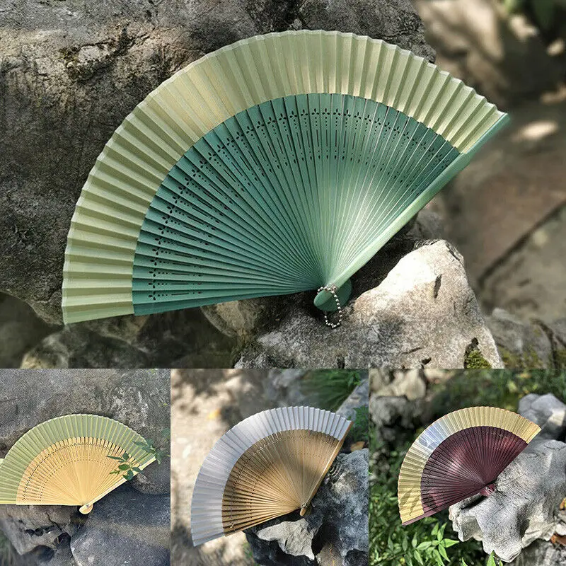 Retro Chinese Style Folding Fan Classical Shank Hand Held Fan Party Props Female Dance Fan Gift Home Decor