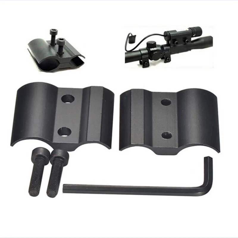 1PC Black Double Clamp Quick Release Fixed Pipe Bracket Adjustable Adapter Gun Rifle Scope Mount Laser Flashlight Barrel Clamp 