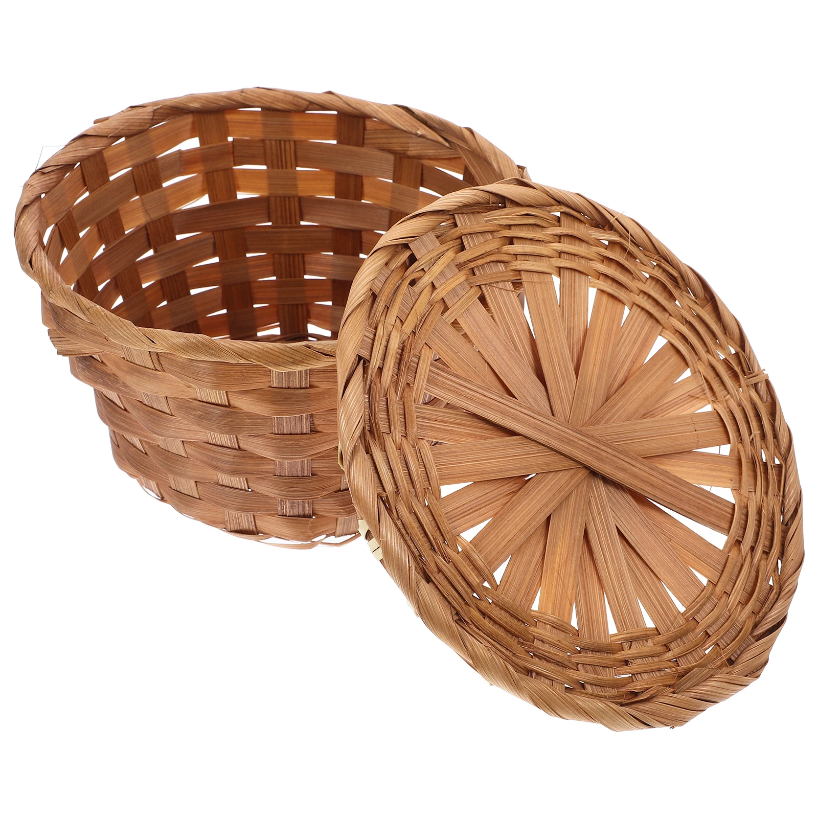 

Bamboo Fruit Basket H woven Lidded Storage Container for Bread Tea Leaves Compact Efficient Home Decor Woven Baskets