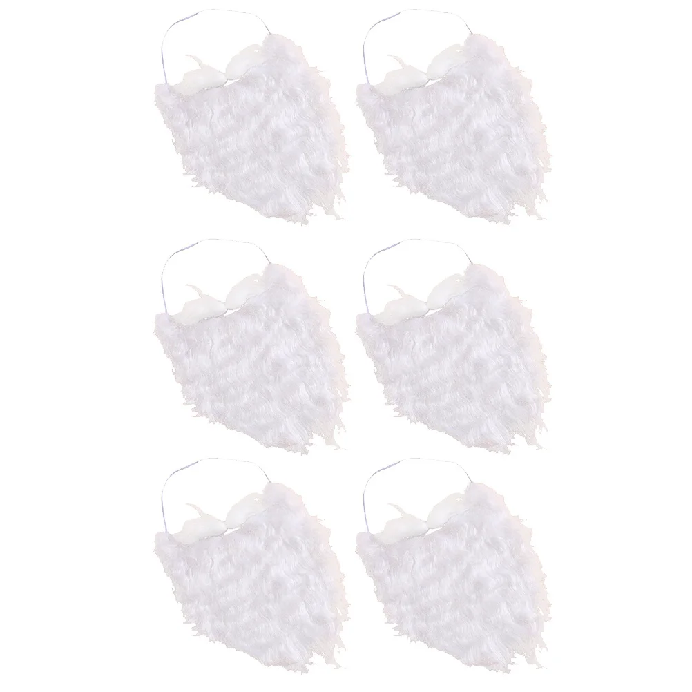 

6Pcs Santa Mustaches High Quality Cotton Fake Beards Party Props Festival Supplies for Christmas Role Playing Fun