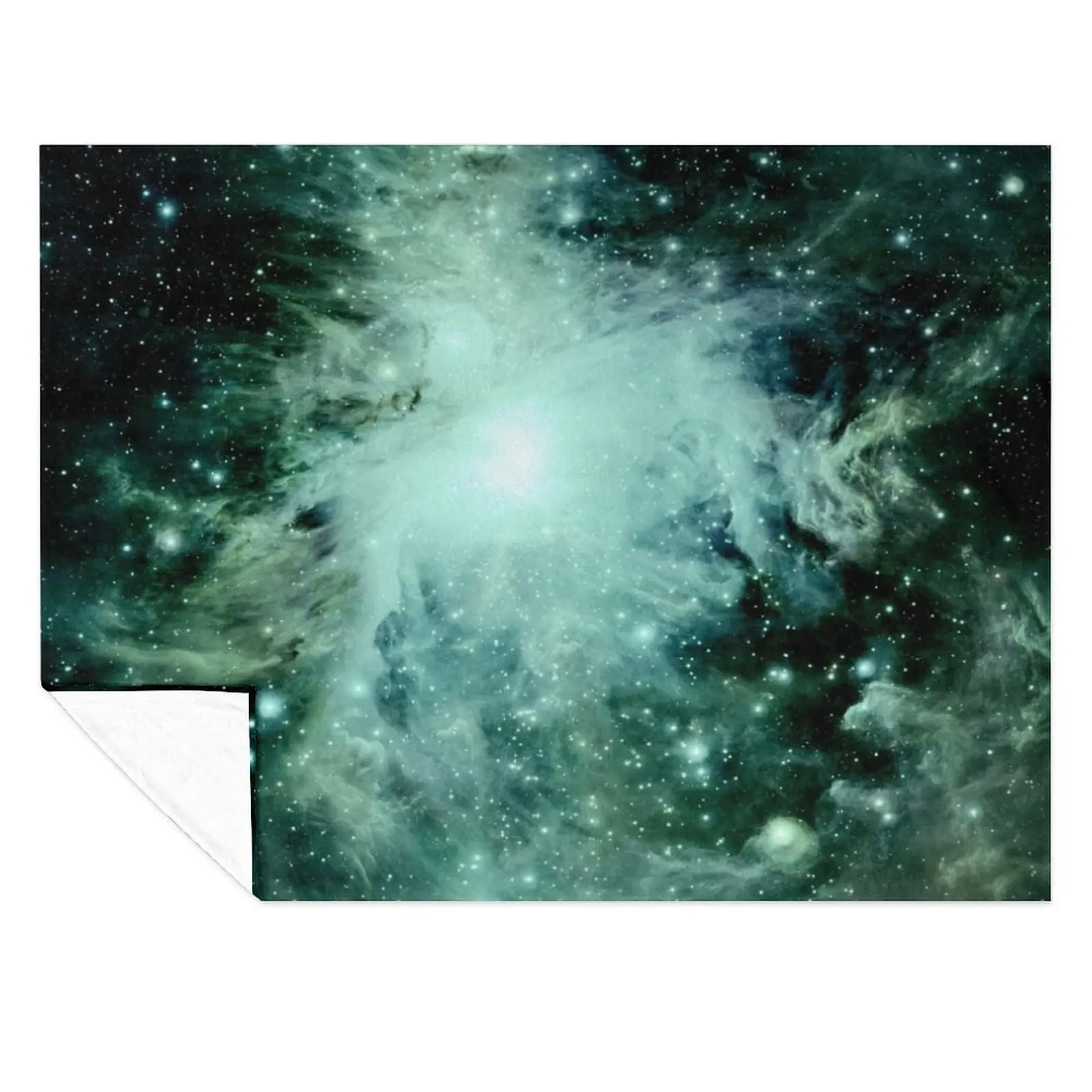 

Galaxy Orion Nebula Forest Green Teal Throw Blanket Loose Furry manga Blankets