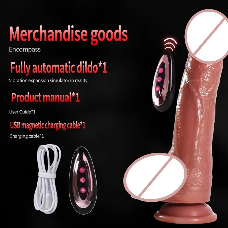 هزاز دسار لاسلكي ضخم ناعم مع وظيفة التسخين، قضيب تلسكوبي واقعي يتم التحكم فيه عن بعد للعافية الجنسية للنساء
