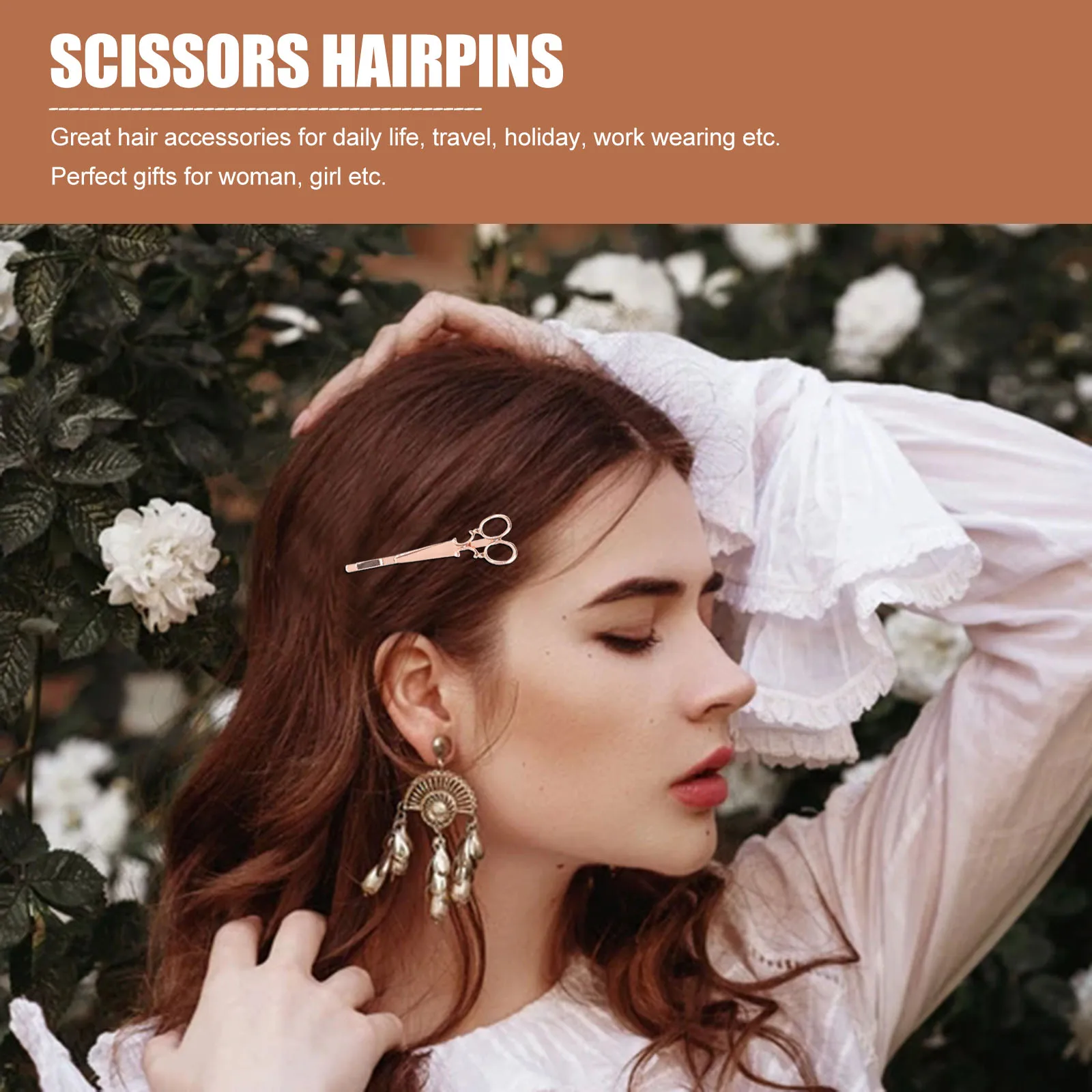 

One-piece Hair Clip Women Hairpin Alloy Girl Clips Scissors Hairpins Silver Bobby for