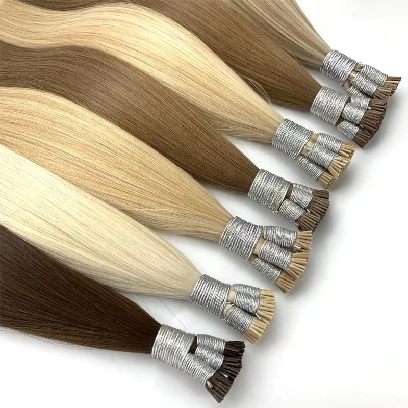 Straight I Tip Hair Extensions 100% Human Hair 50pcs/ Set Natural Hair Extensions Keratin Capsule Brown Blonde Color 30 Inch