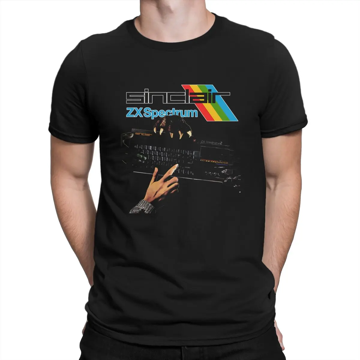 Men T-Shirts Retro Computer Novelty Cotton Tees Short Sleeve Spectrum zx T Shirt Round Neck Clothes Printed