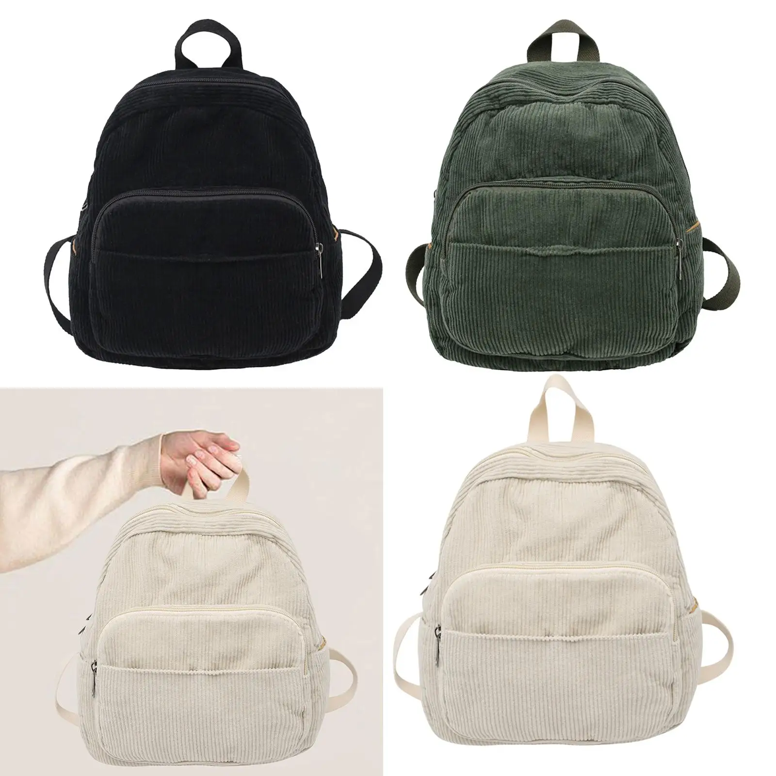 Fashion Backpack for Teen Girls Corduroy Trendy Lightweight Casual Daypack for Shopping Camping Indoor Outdoor Backpacking Trips