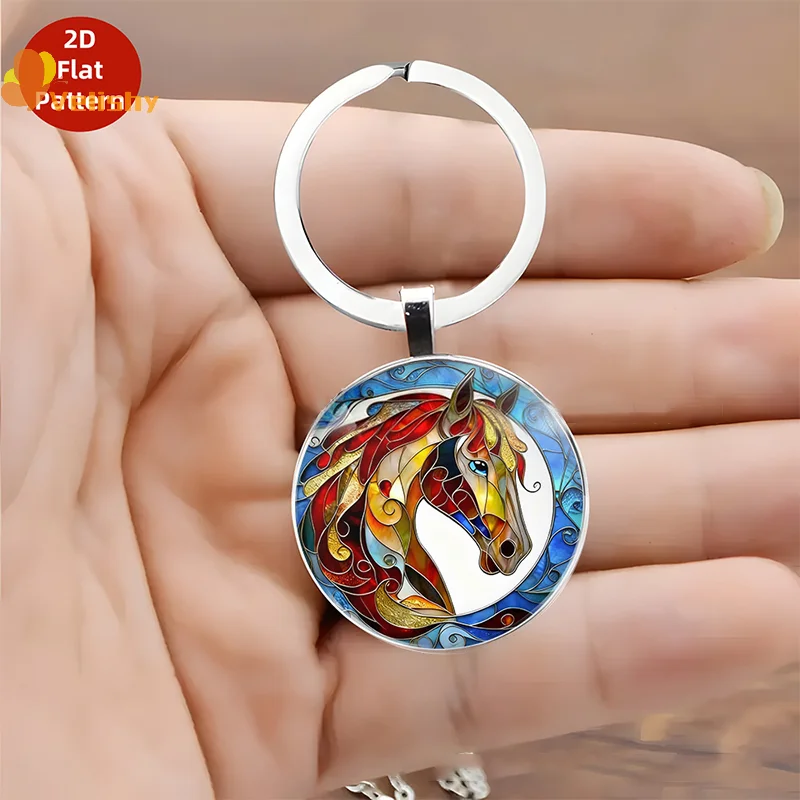 Винтажный-узор-в-виде-головы-лошади-круглая-подвеска-брелок-для-рюкзака-украшение-подарки