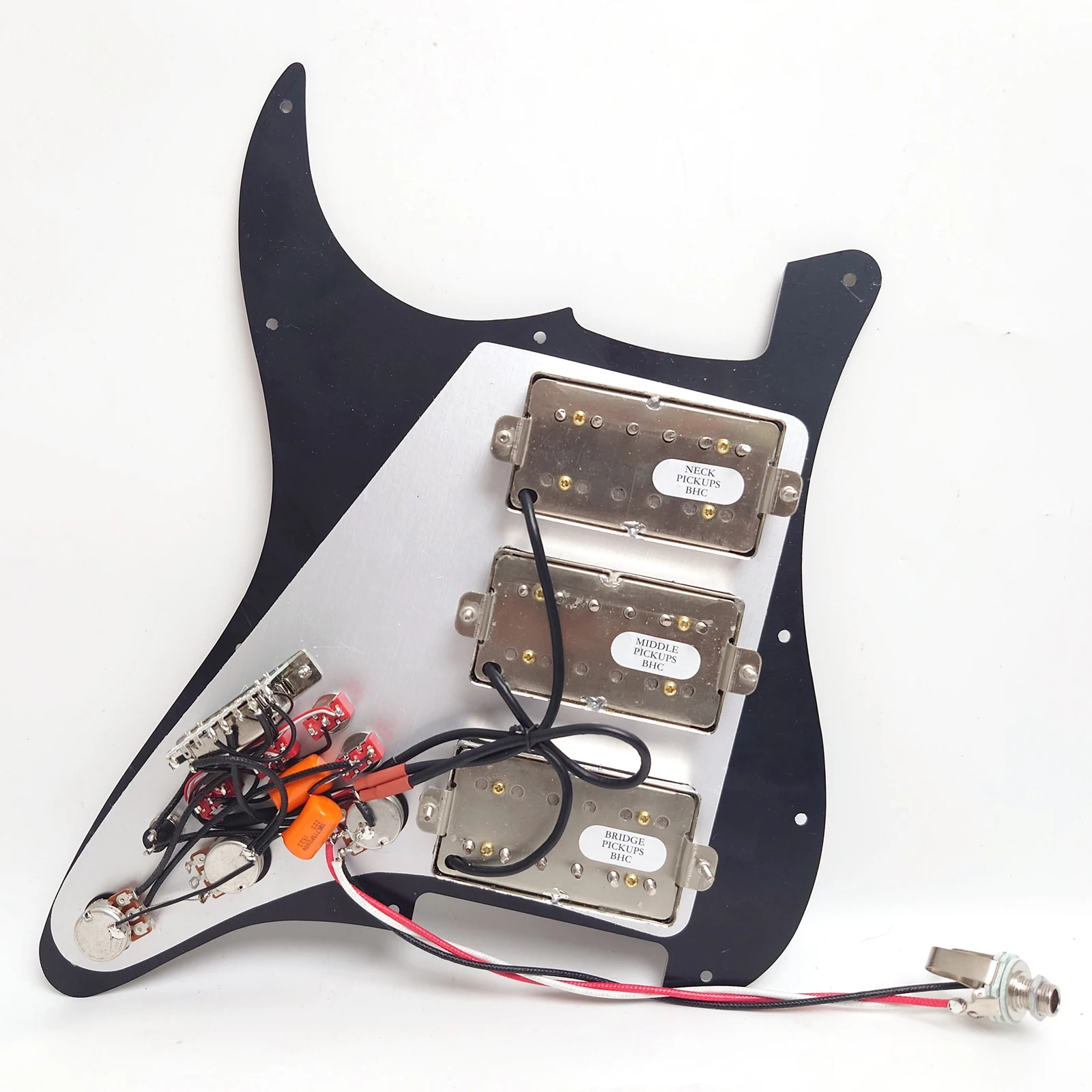 Guitar Prewired Loaded Pickguard with Coil Splitting HHH Ainico 5 Humbucker Pickups Set for ST Guitar Electric Guitars