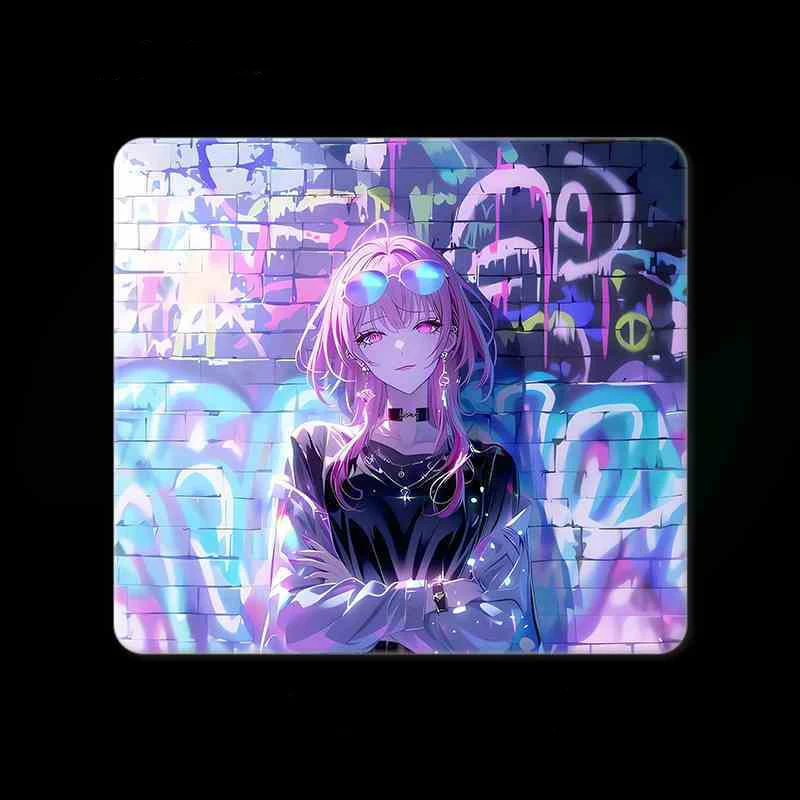 

INS Cool Spicy Girl Graffiti Photovoltaic Glass Mouse Pad Upgrade Toughened Anime E-sports Game Office High Beauty Mouse Pad