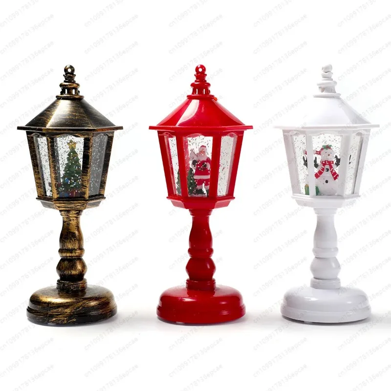 Vintage Mini Rotating Christmas Lantern, LED Snow Globe with Music, Holiday Decor