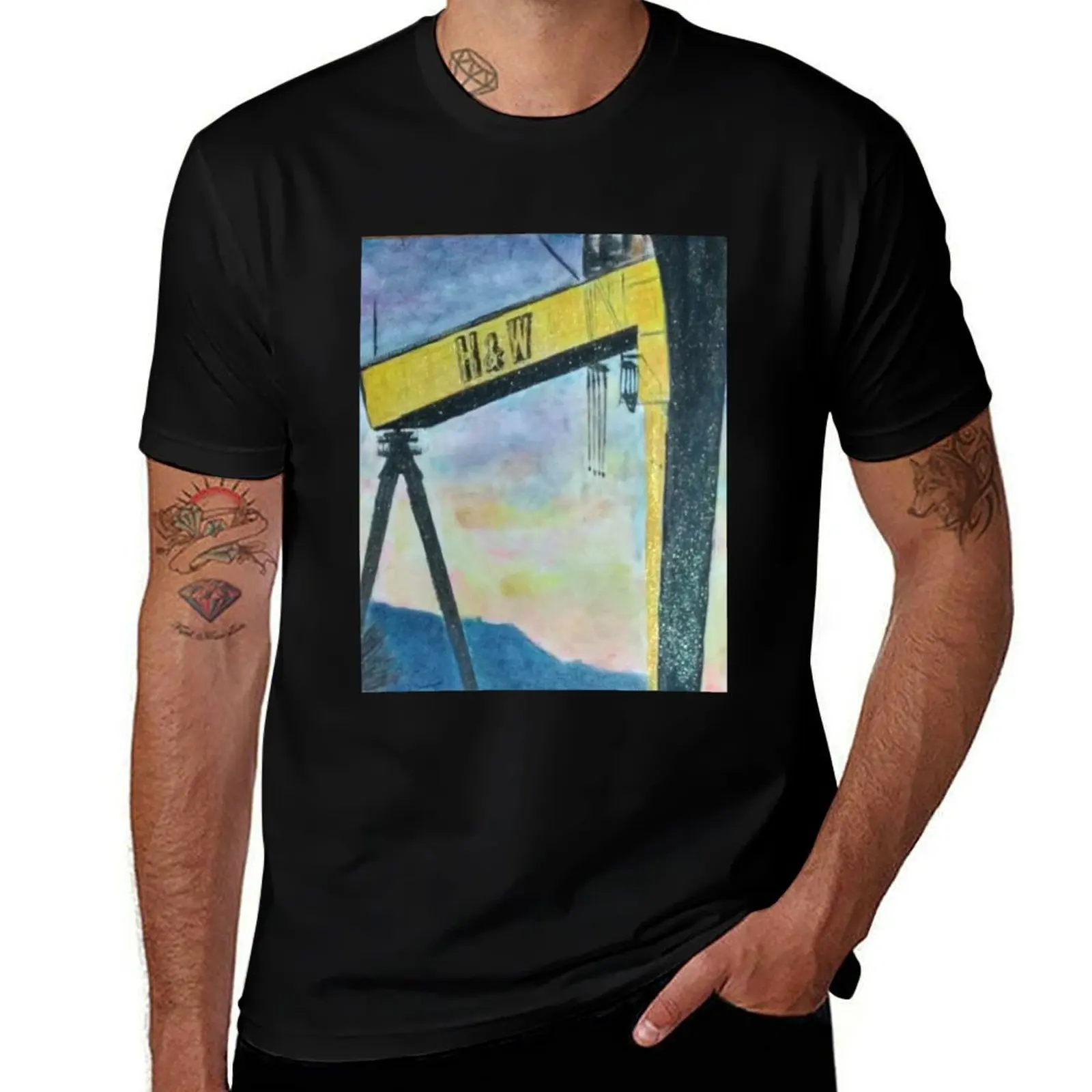 Samson and Goliath, Belfast, cranes T-Shirt oversized graphic t shirts new edition designer shirts plain black t shirts men