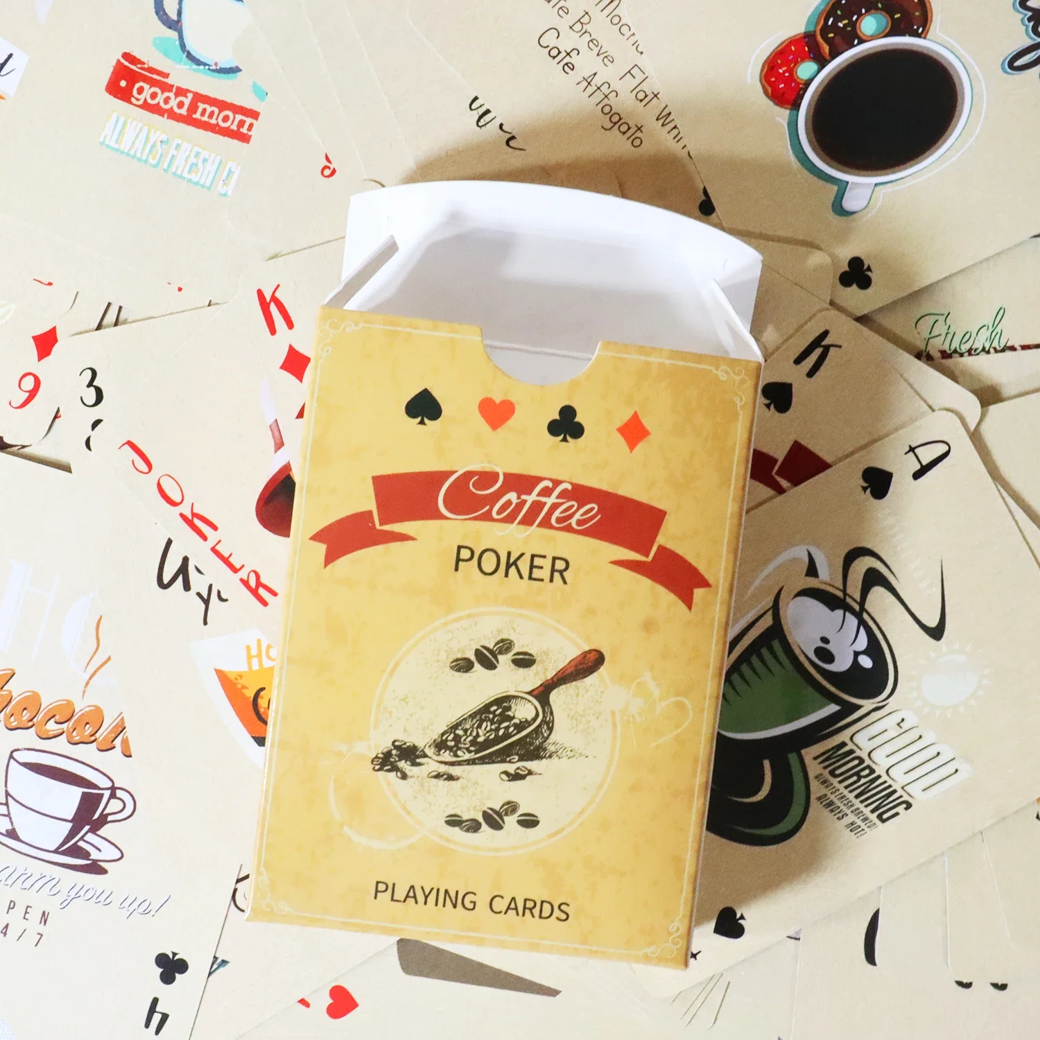 أوراق لعب ورق القهوة طراز عتيق 54 بطاقة ألعاب لوحية سطح السفينة بطاقة بوكر كلاسيكية كلاسيكية لألعاب حفلات نادي استراحة القهوة #2