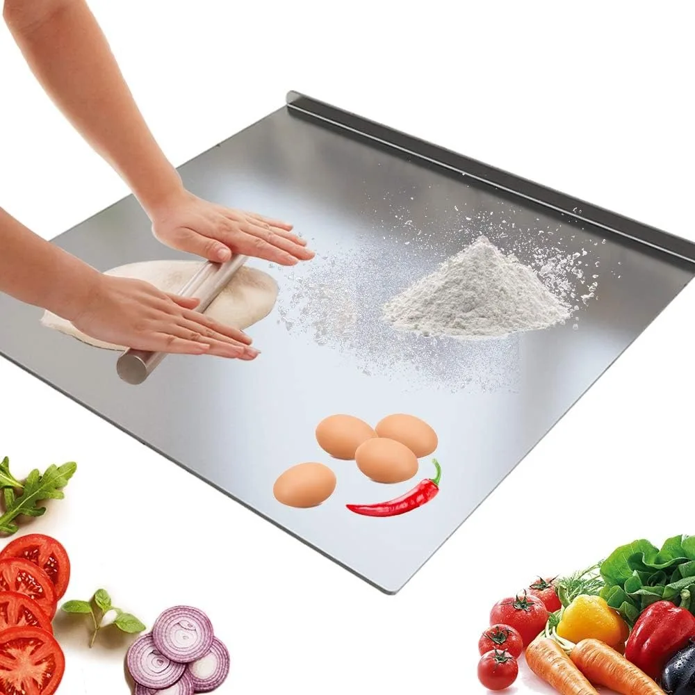 

Large Cutting Board 304 Stainless Steel Cutting Board Metal Baking Mat Thick Board Cutting Fruit Vegetable Meat Kneading