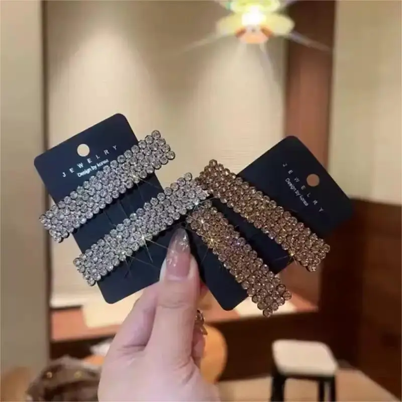 Voller Diamant Super Glänzende Haarnadel Stilvolle Temperament Bb Clip Gebrochenes Haar Quadratische Seite Haarnadel Haar Zubehör Für Frauen – Detail 6