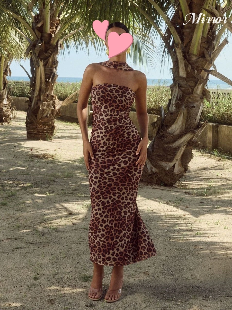 Gaun cermin elegan Vintage seksi Leopard cetak Backless panjang pergelangan kaki menyesuaikan acara Formal gaun pesta malam gaun Prom