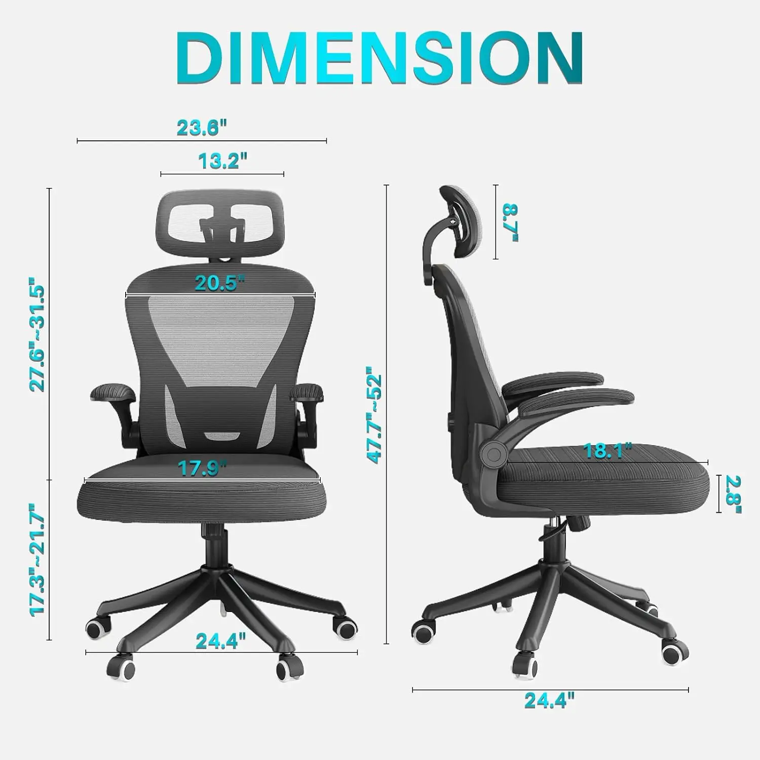 Office Chair M903, High Back Computer Desk Chair with Wheels, Comfy Mesh Office Chair with Adjustable Lumbar Support