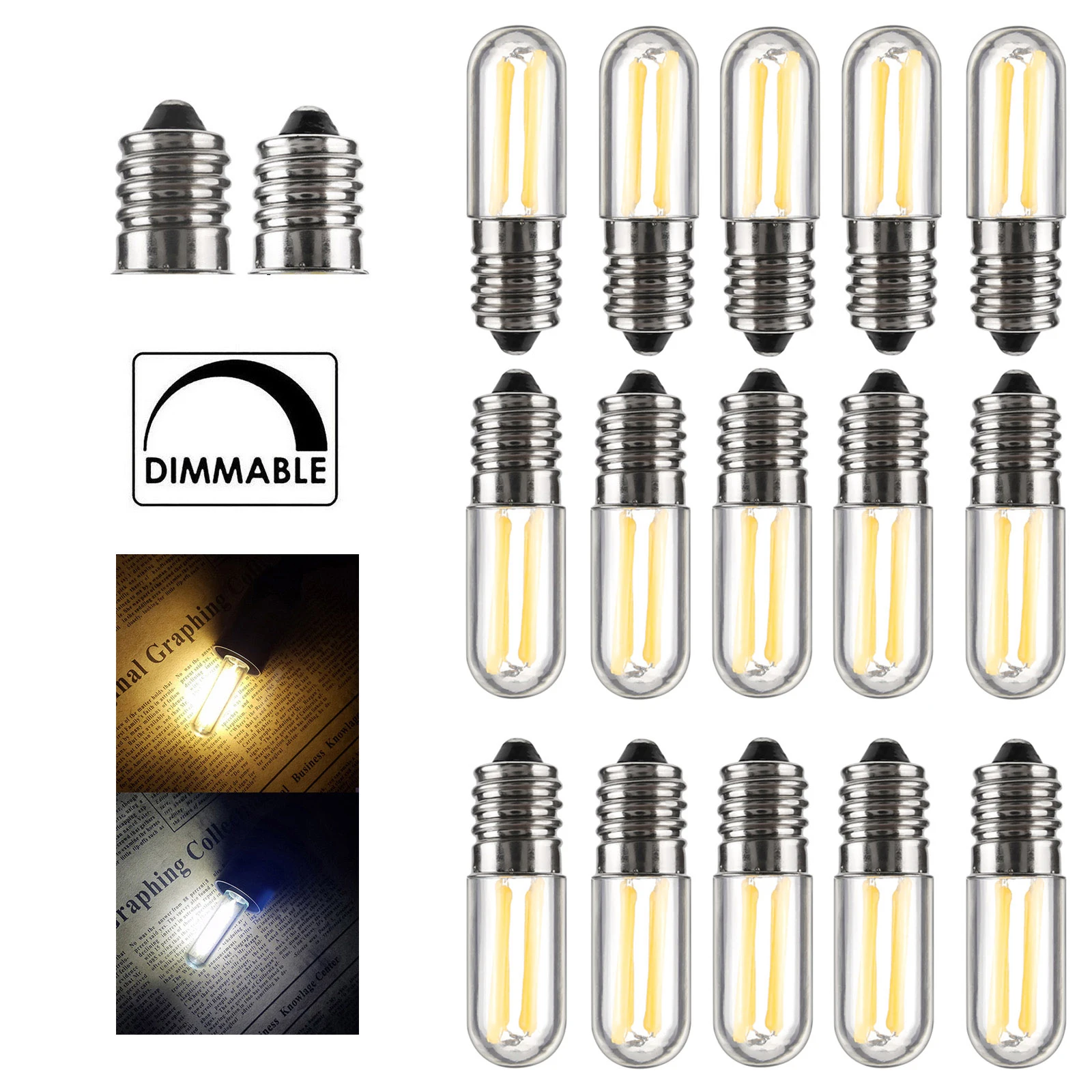 

20X Dimmable Led Fridge Light Bulbs 1W 4W Bulb 110V 130V 220V E14 E12 3000K Cold Warm White Filament Cob Screw For Refrigerator