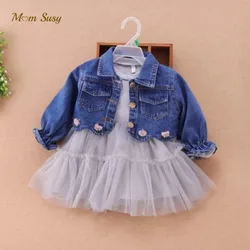 Baby Girl Short Denim Jacket Long Sleeve Infant Toddler Child Jean Coat Kids Outwear Casual Spring Autumn Baby Clothes 1-8Y