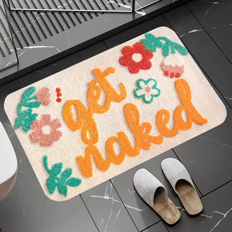 

Cute floral Carpets Flannel Anti-slip Bathroom accessories for Living room Doormat Entrance Foot mat GET NAKED Design Home Decor