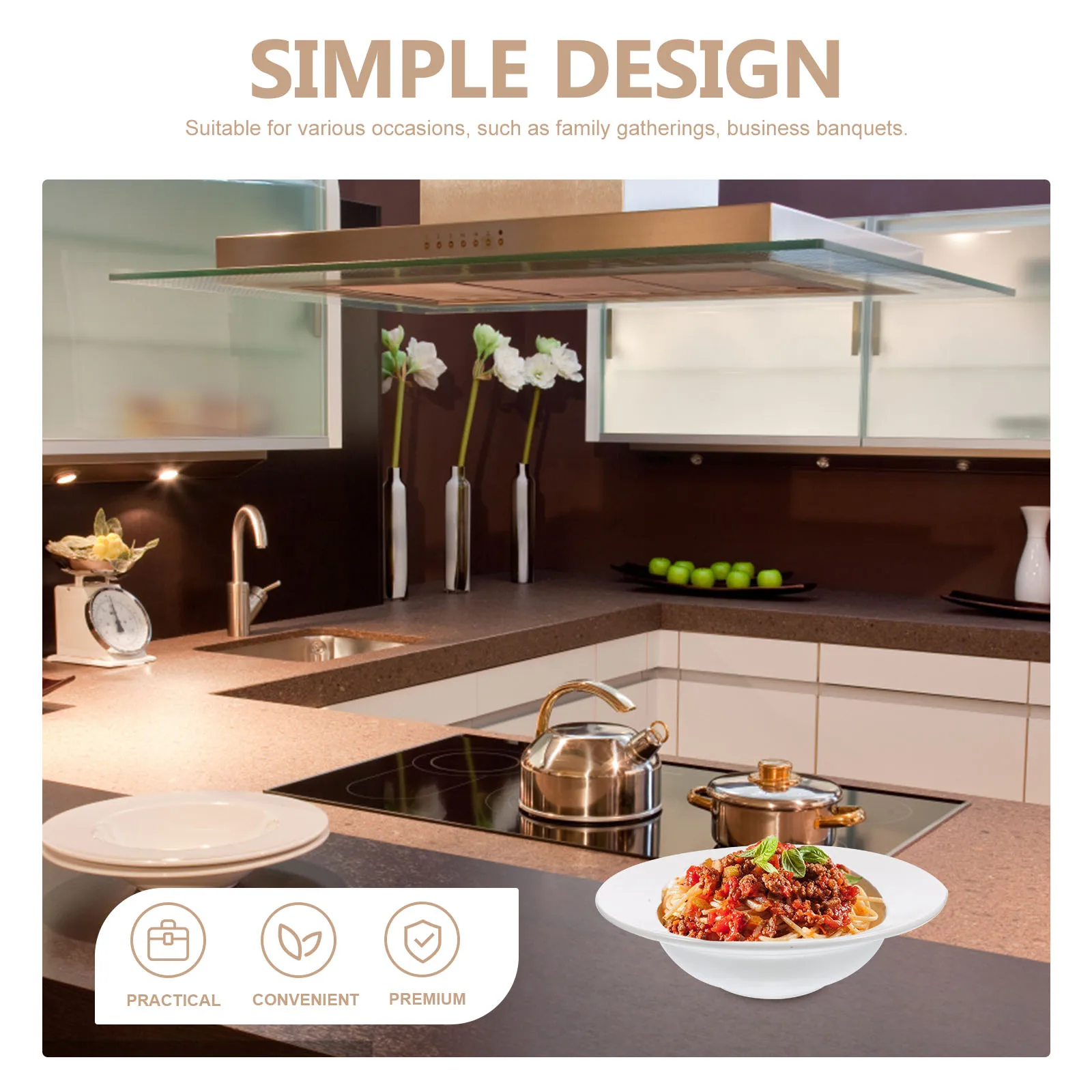 

European Style Ceramic Pasta Plate Vintage Design Easy Clean Multi-Function Food Accessory Home Dinner Wedding Hotel