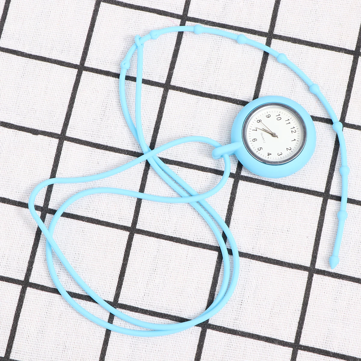 

1pc Silicone Rope Hanging Quartz Durable Simple Design Nurse Doctor Gift Sky Blue Necklace For Women Men Hanging Watch Festival