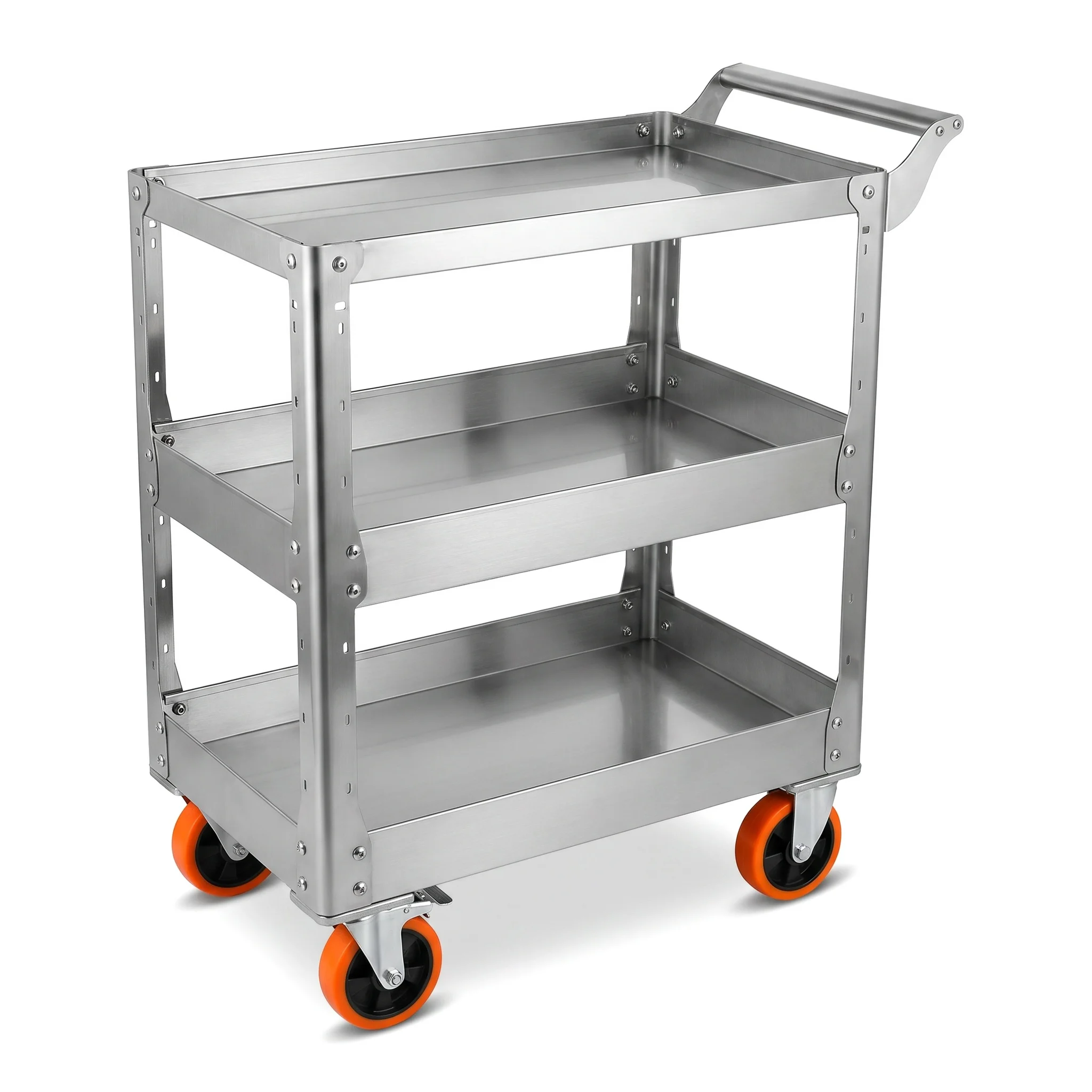 3-Tier Steel Utility Cart - 330 Lbs Capacity Rolling Tool Cart for Garage, Workshop, Warehouse & Repair Shop